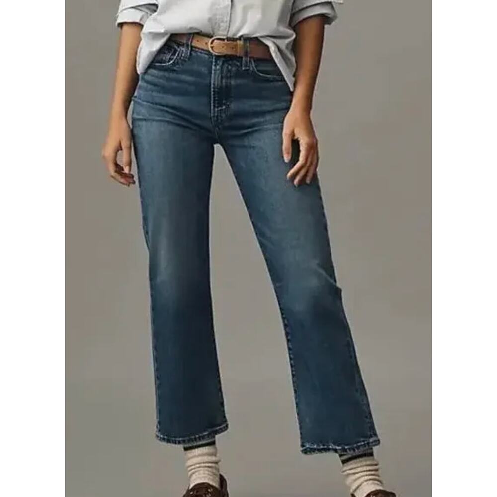 Women's Edwin Bree Anthropologie Cropped High Rise Jeans Straight Leg, Sz 34 NWT